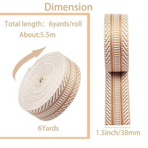 Nylon Webbing Ribbon Strap 1.5 Inch Patterned Polyester Webbing 6 Yards 38mm Striped Webbing Bag Handles Replacement DIY Pet Collars Leash Camera Strap Shoulder Straps (C) - color: C