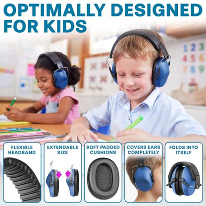 Kids Noise Canceling Headphones - 31 dB (2K Hz) - Ear Protection Earmuffs - color: Marine Blue