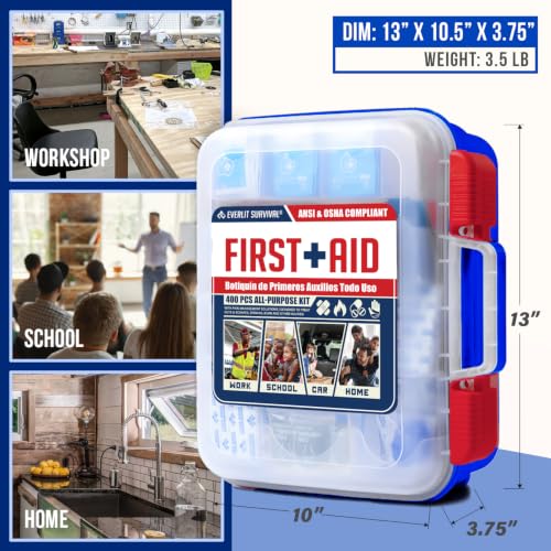 EVERLIT 400 Pcs OSHA Compliant First Aid Kit - color: Blue