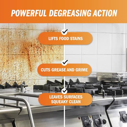 Degreaser Concentrate - Heavy Duty - Makes 128 Gallons of Cleaner- Commercial Kitchen Strength - Removes Tough Grease, Grime and Food Soils - Restaurant Floor Degreaser - size: 1 Gallon (Pack of 2)