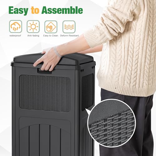 Flamaker 30 Gallon Trash Can, Resin Outdoor Garbage Can with Lid - color: Gray, size: 1 Pack