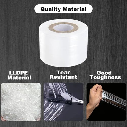 4 Pcs Mini Stretch Wrap Film, 1.57" x 656 FT Hand Stretch Wrap Roll, Mini Clear Unheated Shrink Wrap for Securing Small Bottles Jars Cans Tin Seal Packing & Gift Wrap Rolls