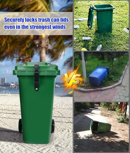 PAHTTO Trash Can Locks for Animals, Universal Garbage Can Lock, Nylon Bear Proof Trash Bin Lid Lock, Adjustable and Easy to Install, Heavy-Duty Garbage Can Strap for Outdoor Trash Can