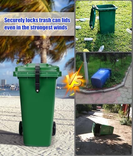 PAHTTO Trash Can Locks for Animals, Universal Garbage Can Lock, Nylon Bear Proof Trash Bin Lid Lock, Adjustable and Easy to Install, Heavy-Duty Garbage Can Strap for Outdoor Trash Can