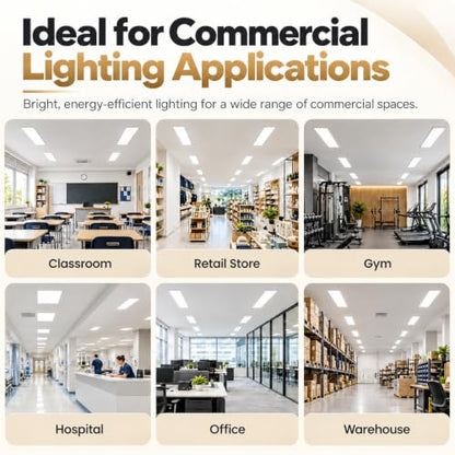 1x4 LED Flat Panel Light 4 Pack, 5200LM, 40W, Drop Ceiling Fixture - color: 1x4, size: 4 Pack