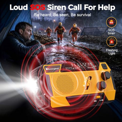 RunningSnail Hand Crank Emergency Radio with 3 Built-in Cable for Hurricane