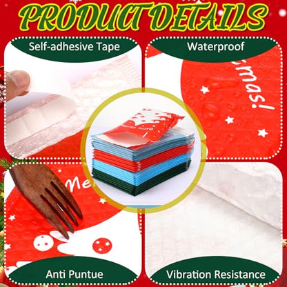Watersay 7 x 10 Inch Poly Bubble Mailers - Large Padded Envelopes, Self Adhesive Holiday Shipping Bags - Assorted Christmas Bags for Business, School, Family & Gift (20 Pcs)