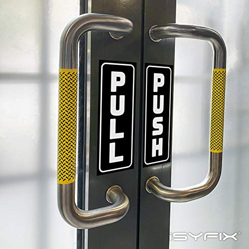 iSYFIX Push Pull Stickers Sign, 2x5 inch, Black/White, 2 Sets - color: Black / White, size: Vertical 2x5