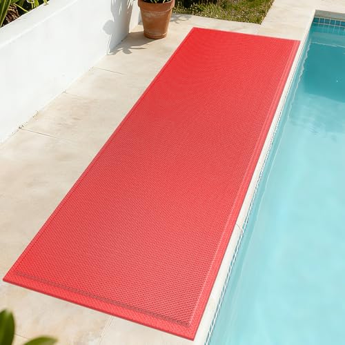 Door Mat Outside Entrance Drainage Pool Doormats Red 24"x71" - color: Red, size: 24''x71''