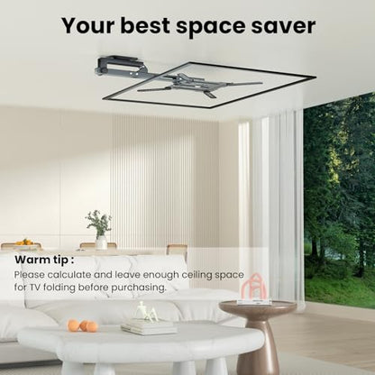 Ceiling TV Mount Flip Down for 23-55'' TV, Manual Drop Down TV Mount