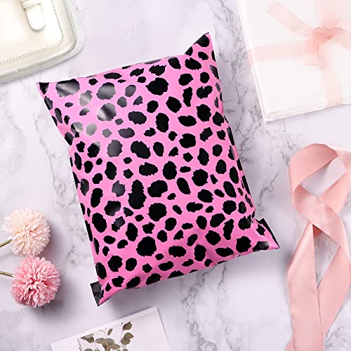 10x13 Inch Poly Mailers, Pink Leopard, 100 Pack Self Sealing - color: Pink Leopard