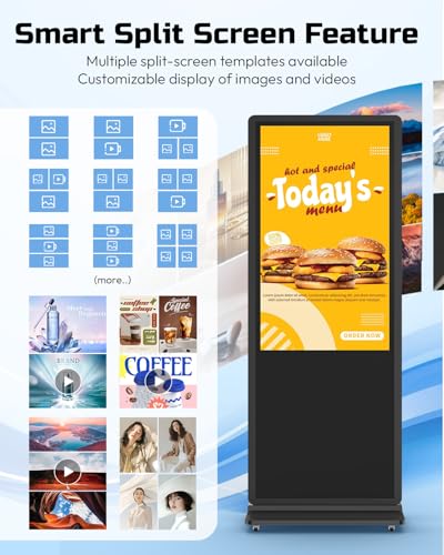 65-inch Digital Signage Display, 4K 2160P LCD Screen Kiosk Signs - color: Non-touch screen, size: 65"