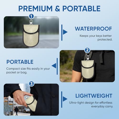 TICONN 2PK Faraday Bag for Car Key Fob, Anti-Theft NFC RFID Blocking Pouch - color: Beige, size: Small
