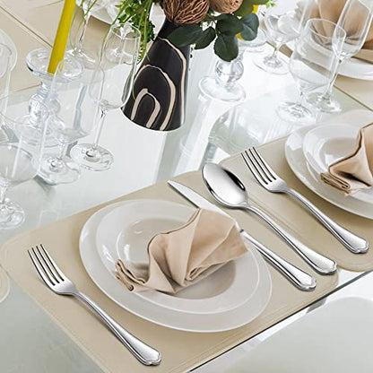 LIANYU 20-Piece Silverware Cutlery Set for 4, Stainless Steel Flatware - style: Scalloped Edge