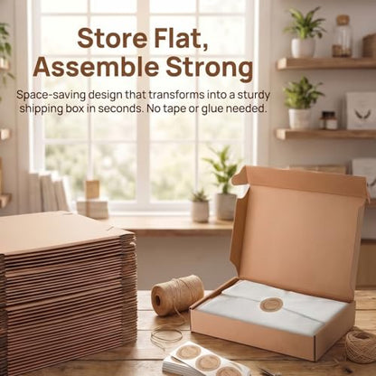 Cedilis 30 Pack 12x8x2 Inches Shipping Boxes, Brown Corrugated Cardboard Mailer Boxes, Medium Mailing Boxes for Shipping Packing Small Business - size: 12x8x2 Inches