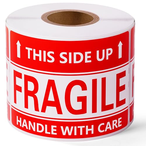 3 × 2 Inch Fragile Stickers Waterproof This Side Up Stickers Strong Adhesive Fragile Labels for Shipping Moving (300 PCS, 1 Roll) - size: 3" × 2", style: 1 Roll-300 PCS This Side Up
