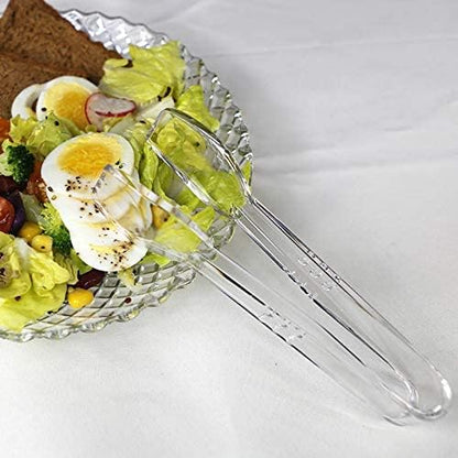 Heavy Duty Disposable Clear Plastic BPA Free Serving Tongs for Weddings, Catering, Food Service, Parties and More! (12)