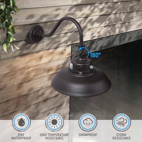 LEONLITE 3CCT 14 Inch Outdoor Barn Light, 120-277V, Integrated LED, Brown - color: Brown