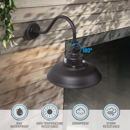LEONLITE 3CCT 14 Inch Outdoor Barn Light, 120-277V, Integrated LED, Brown - color: Brown