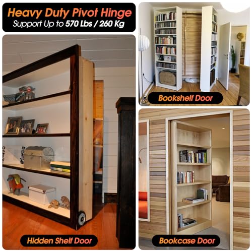 Pivot Hinge, Heavy Duty Hidden Door Hinge for Wood Secret Door - color: Large