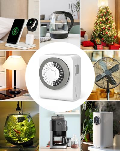 BN-LINK Outlet Timer with 2 Grounded Outlets, Mechanical Light Timer for Electrical Outlet Indoor, 24-Hour 3-Prong for Lamp,Indoor Lighting,Fan and Christmas Light (1 Pack-3Prong(Dual Outlet)) - style: 1 Pack-3Prong(Dual outlet)