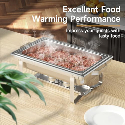 Chafing Dishes for Buffet 4 Pack, 9QT Chafing Dish High Grade Stainless Steel Chafer Complete Set,Steel Handle, Catering Events Complete Buffet Warmer Set (Silver, 2) - color: Silver, size: 2