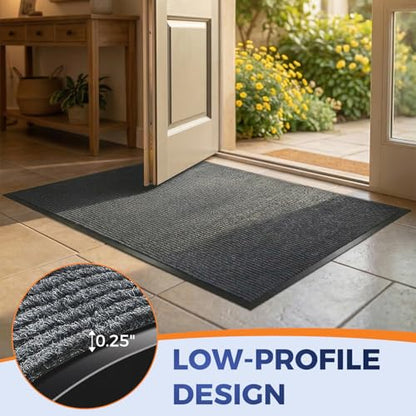 Commercial Floor Mat, 3 x 5 FT Extra Large Door Mat, Indoor/Outdoor Entrance Mat, Commercial Rug with Water & Stain Proof, Easy to Clean, Low-Profile, Heavy Duty Rubber Mat, Charcoal Grey - size: 3 x 5 Feet