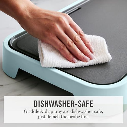 Martha Stewart 12"x 22" XL Electric Griddle, Ceramic Nonstick Flat Top - color: Sky Blue