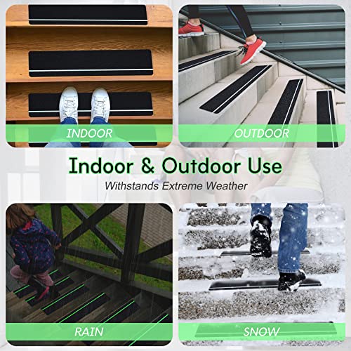 S&X Outdoor Stair Treads Non-Slip 6x24in, 5-Pack, Glow-in-Dark - color: Glow-in-the-Dark/Black, size: 6" x 24"