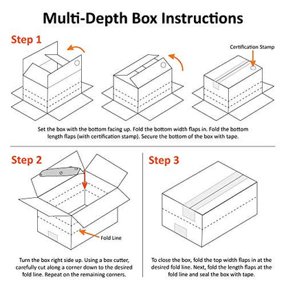 Ship Now Supply SNMD141414 Multi-Depth Corrugated Boxes, 14"L x 14"W x 14"H, Kraft (Pack of 25)