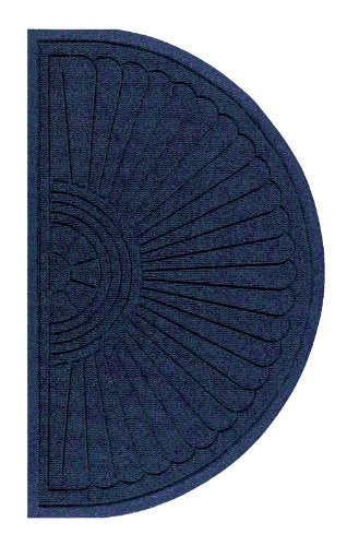 M+A Matting 2246 Waterhog Eco Grand Premier PET Polyester Fiber Half Oval Entrance Indoor/Outdoor Floor Mat, SBR Rubber Backing, 2.3' Length x 4' Width, 3/8" Thick, Indigo - color: Indigo, size: 2.3' Length x 4' Width