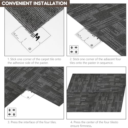 ALTRUISTIC Heavy Duty Commercial Carpet Tiles, 24" x 24"/18 Pieces/72 sq ft - color: Gray