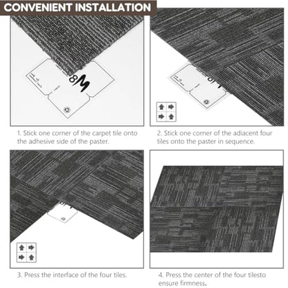 ALTRUISTIC Heavy Duty Commercial Carpet Tiles, 24" x 24"/18 Pieces/72 sq ft - color: Gray