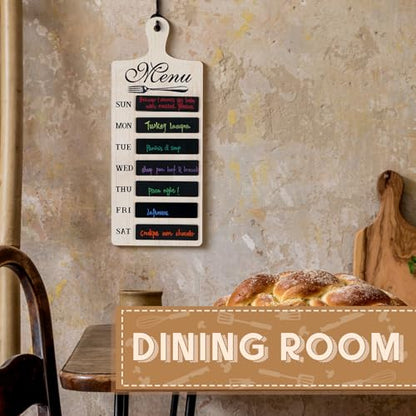 Maxdot Weekly Menu Board Kitchen 16.5 x 6.3 Inches 7 Markers and Towel