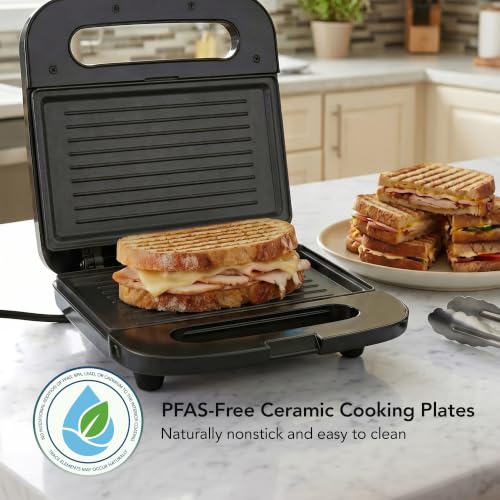 OVENTE Electric Sandwich Maker, 750W Non-Stick Plates, Black GP0401B - color: GP0401B