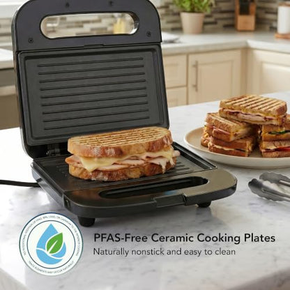 OVENTE Electric Sandwich Maker, 750W Non-Stick Plates, Black GP0401B - color: GP0401B