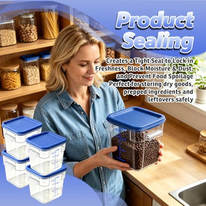 4 Pack 4QT Commercial Clear Food Storage Containers with Lid, NSF - color: Blue, size: 4Qt-4 Pack