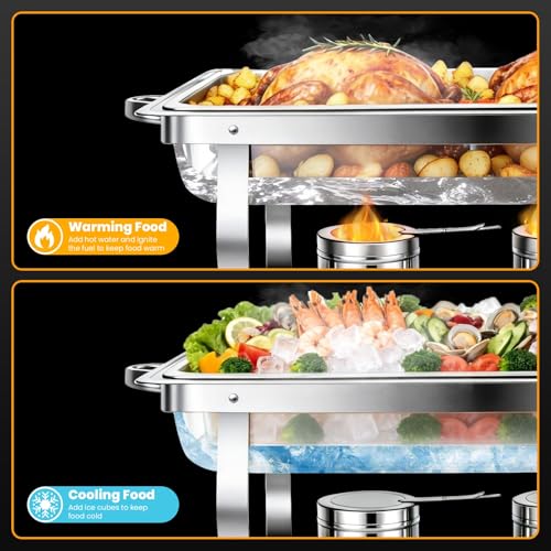 ALSO GO 4 Pack 11QT Rectangular Chafing Dishes for Buffet with Lids - color: 4 Pack Full Size