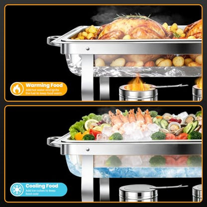 ALSO GO 4 Pack 11QT Rectangular Chafing Dishes for Buffet with Lids - color: 4 Pack Full Size