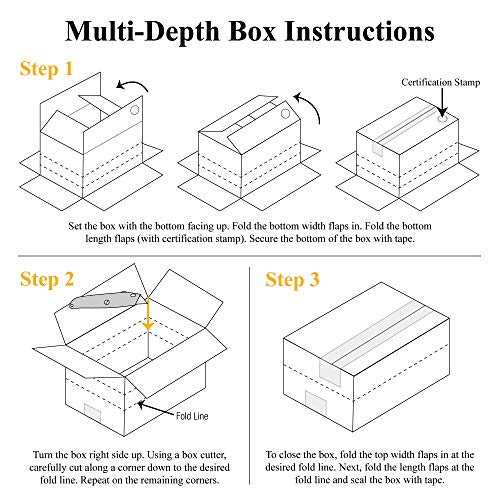 Partners Brand PMD999 Multi-Depth Corrugated Boxes, 9"L x 9"W x 9"H, Kraft (Pack of 25)