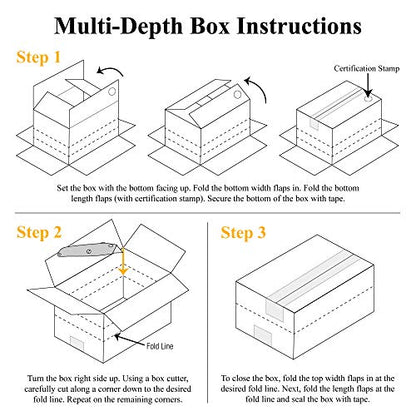 Partners Brand PMD999 Multi-Depth Corrugated Boxes, 9"L x 9"W x 9"H, Kraft (Pack of 25)