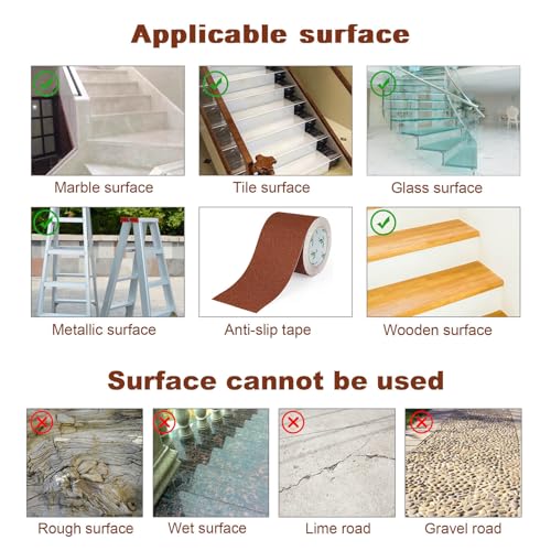 BOMEI PACK Anti Slip Traction Tape, 4 Inch x 16 Foot - Best Grip, Friction, Abrasive Adhesive for Stairs, Tread Step, Indoor, Outdoor (4" X 16') (Brown) - color: Brown