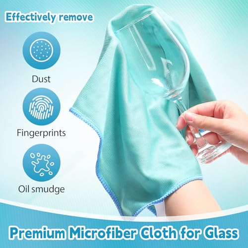 Maxcheck 24 Pack Microfiber Glass Cleaning Cloths, 16" x 16", Green - color: Green
