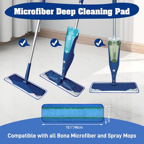12 Pack 18 Inch Deep Cleaning Replacement Pads Compatible with Bona Family of Mops, Premium Microfiber Floor Mop for Hardwood Floors and Multi-Surface Floor Cleaner - style: Microfiber Deep Clean Pad