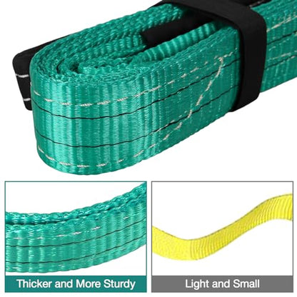 Lift Sling Straps,2" x 4' Heavy Duty Flat Eye Lift Sling - color: Green, size: 2" x 4'