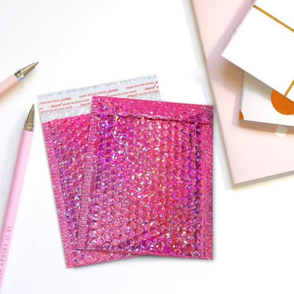 Outus 30 Pack Holographic Bubble Mailers, 11 x 7 Inch, Rose Red - color: Rose Red, size: 11 x 7 inches