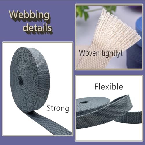 1 Inch Heavy Cotton Webbing 10 Yard Webbing Straps for Bags Handles,Tote Bag Webbing，Cloth Belt,Making Outdoor Supplies - color: Grey