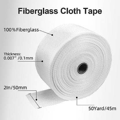 NEZUIBAN Fiberglass Cloth Tape, 6 oz, 2inch x 50 Yards Woven Fiberglass Fabrics Roll - size: 2inch