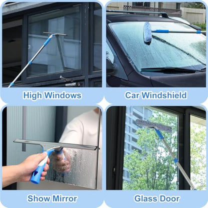 Mitclear Window Cleaning Kit 77'' Long Handle with Bucket for Home Outdoor - style: Window Cleaning Kit with Poles