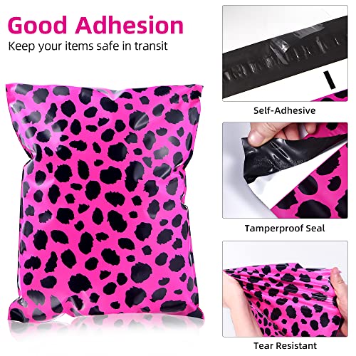 10x13 Inch Poly Mailers, Rose Leopard, 100 Pack Self Sealing - color: Rose Leopard